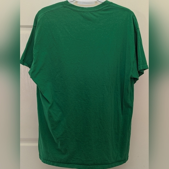 Unisex Christmas theme green Gildan graphic T-shirt with multi color trees. - Picture 4 of 4